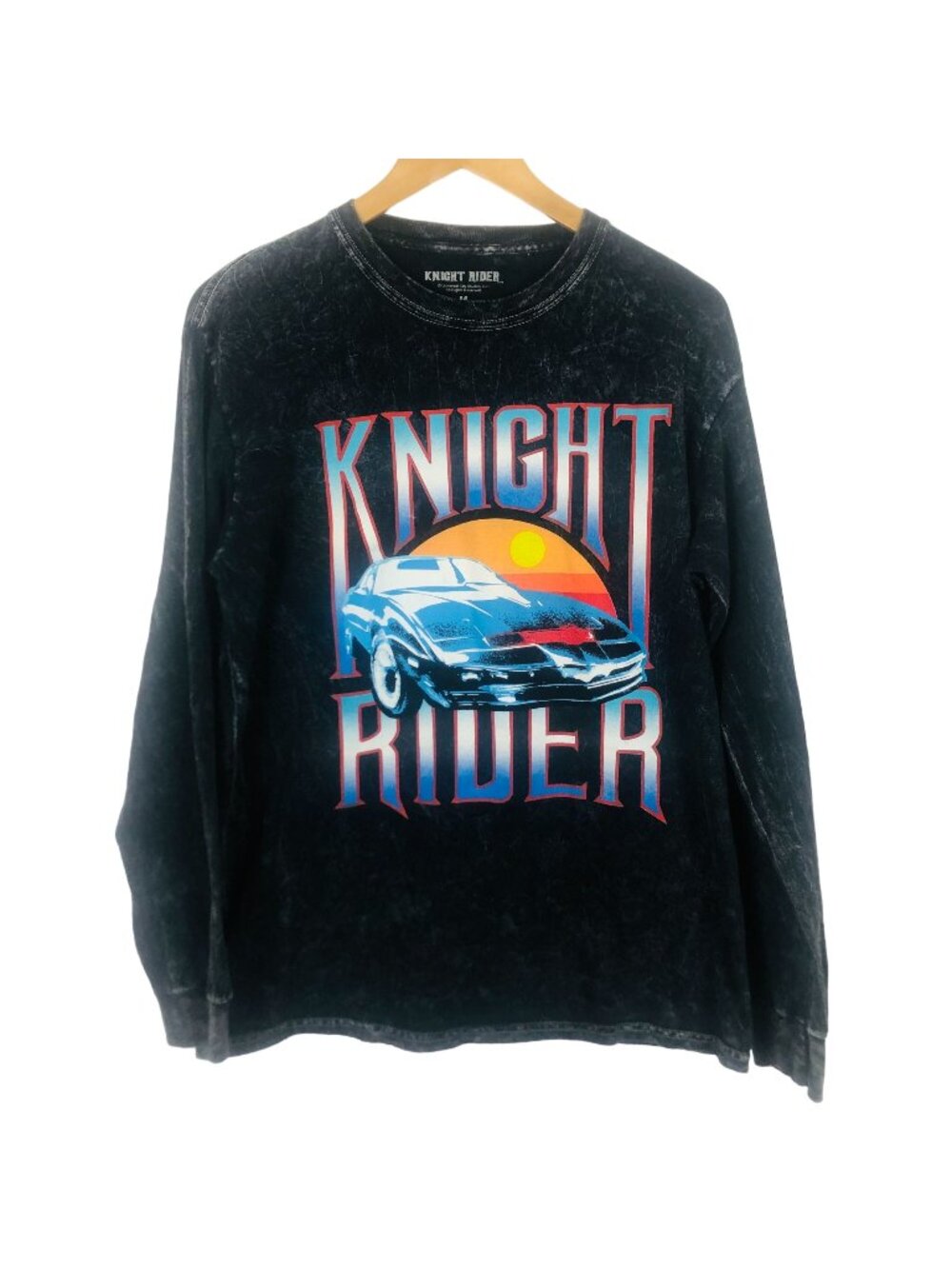 Universal Studios Knight Rider Kitt Graphic Tee Sz Medium LS Black Mineral Wash